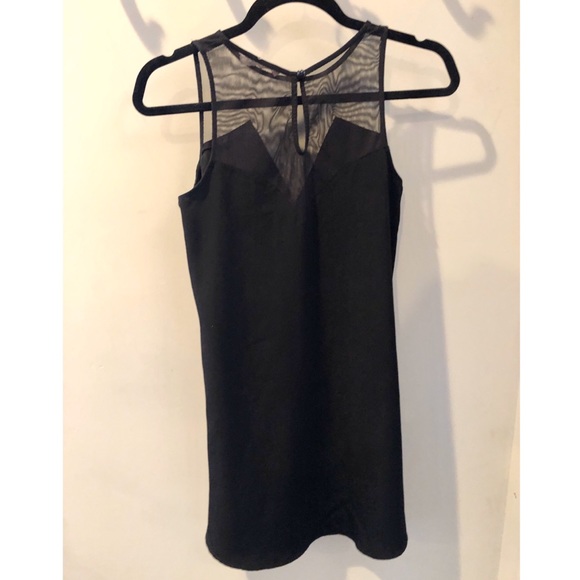 LUSH Sleeveless Black Shift Dress Mesh Detail - Picture 3 of 6